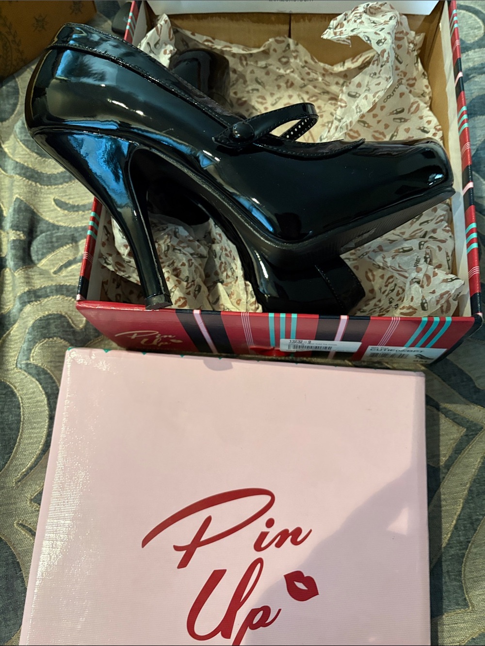 Pin Up Black Patent Mary Jane Platform Heels